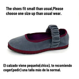 MQTIME  -  Pleated Elastic Band Velvet Ballet Flats Shoes Women Spring Autumn Gray Hand Stitch Mary Janes Casual Streetwear Slip-on Loafers