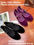 MQTIME  -  Hand Stitch Mary Janes Shoes Woman Trend Velvet Elegant Ballet Flats Shoes Spring Autumn Casual Buckle Strap Canvas Loafers
