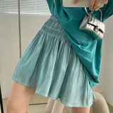MQTIME  -  Summer Sexy Pleated Skirt Casual High Waist Mesh Stitching Gauze Short Skirt Korean Fashion Elegant Temperament Mini Skirt