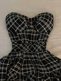  MQTIME  -  Summer Plaid ter Dr Women's Small Size Waist Cinching Design Ele Slimming ort Skirt A-Line Midi Dr
