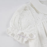 MQTIME  -  Sweet Cute Jacquard Peter Pan Collar Short Sleeve Loose Casual Short Dresses