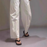 MQTIME  -  Women Cotton Linen Pants Chic Streetwear Ladies Loose Straight Trousers Solid Color Spring Summer Thin Female Wide Leg Pants