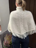 MQTIME  -  Women's Bohemian Tassel Turtleneck Pullover Sweater Hollow Out Crochet Loose Knit Poncho Cape Chic Casual Winter Fall Ladies Top