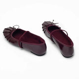 MQTIME  -  Shiny Pu Leather Red Ballet Flats Shoes for Women Pleated Round Toe Elegant Mary Janes Spring Autumn Comfortable Soft Loafers