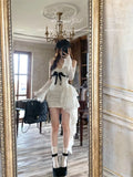 MQTIME  -  Elegant Heavy Bow Lace Vestidos De Mujer 2024 Early Autumn New Dress for Women Y2k Slim Fit Irregular Bodycon Dresses