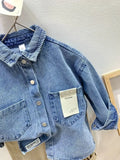 MQTIME  -  Children Boy Autumn Denim Jackets Cotton Sticker Pockets Infant Baby Boys Outerwear Loose Korea Turn Down Collar Little Boy Coat