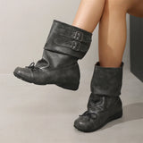 MQTIME  -  Vintage y2k Slouch Mid Calf Boots Women Shoes Retro Low Heel Comfortable Walking Casual Boots Wide Legs Fitting
