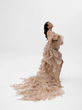 MQTIME  -  Custom 3D Big Rose Flower Maternity Robe Off Shoulder Ruffled Organza Long Train Pregnancy Dress Maternity Photoshoot Outfit