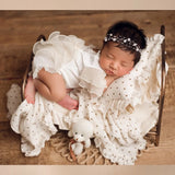 MQTIME  -  Newborn Props For Photography Soft Skin Friendly Double-Layer Cotton Blanket/Lace Pillow/Headband Photography Accessories