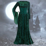 MQTIME  -  Medieval Punk Gothic Costume Court Dress for Women Renaissance Irish Deluxe Velvet Long Dresses Elegant Flare Sleeve Cosplay