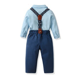 MQTIME  -   Autumn Winter Baby Boys Gentleman Clothing Sets Long Sleeve Bowtie Rompers Shirts+Suspenders Pants+Hat 3PCS Suits