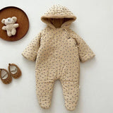 MQTIME  -  New Winter Toddler Baby Girl Thicken Warm Romper Long Sleeved Hooded Print Baby Jumpsuit Children Thicken Warm Clothes