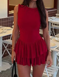 MQTIME  -  Spring/Summer Women's Sexy Sleeveless Red Knitted Dress Female Daily Clothing New Style Women Slimming Sweet A Line Dresses