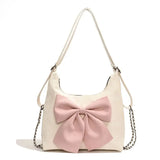 MQTIME  -  Korean-style Cute Big Pink Bow Pu Cute Large-capacity Storage Bag Handbag Backpack Woman Bags Schoolbag Crossbody Bag