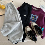  MQTIME  -  Kids Boys Pant Letter Printed Plus Fleece Toddler Baby Boys Jogger New Winter Elastic Waist Infant Boys Harem Pant