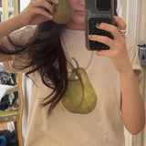 MQTIME  -  Korean Fashion Simple O Neck Short Sleeve Casual T Shirts Y2k Aesthetic Office Lady Fruit Print Fresh Women Clothes Punk Tops