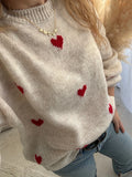  MQTIME  -  Hot Seller Fall Winter Festival Heart Pattern Sweater Long Sleeve Pullover Round Neck Top Sweater Warm Versatile Women Clothing