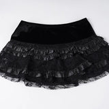  MQTIME  -  Lace Splicing Skirt Low Waist A Word Cake Skirt Women's Clothing