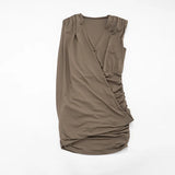MQTIME  -  Drape Patchwork Ruched Bodycon Mini Dress Women Sexy V Neck Sleeveless Wrap Hip Slim Party Clubwear Casual Streetwear Vestidos