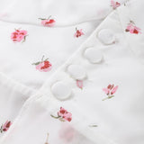  MQTIME  -  Chiffon Printed Ruffle Skirts Sets Women V-neck Short Puff Sleeve Button Cropped Shirt Slim Mermaid Skirt Summer Party Suit