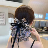 Mqtime New Woman Break Flower Gauze Ribbon Bowknot Hair Claws Lady Hairpins Barrettes Gilrs Elegant Large Hair Clips Hair Accessories