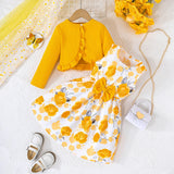 MQTIME  -  2Piece Set Spring Summer Toddler Girls Clothes Fashion Cute Bow Flowers Cotton Tops+Princess Dress Baby Boutique Clothing BC2123