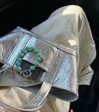 MQTIME  -  Dongda Gate New Silver Large Capaci Faionable mat Handbag Trendy Tote Bag for Women Casual oulder Bag Polyester