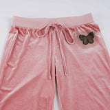  MQTIME  -  Sweet Y2k Low Waist Butterfly Print Rhinestones Slim All Match Casual Straight Pants