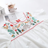 MQTIME  -  Embroidery White Women Blouse Summer  Vintage Square Collar Flare Sleeve Loose Female Elegant Pulls Outwear Tops