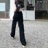 MQTIME  - Fashion Female Long Pants Casual Pockets Safari Wide-leg Pants Autumn High-waisted Straight Hip-hop Streetwear Cool Trousers