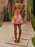 MQTIME  -  positioning printed lace up cute sweet style short dress casual vacation style cool summer fashion new dress