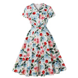  MQTIME  -  Women Summer Pin Up Casual Party Dress 2026 Short Sleeve Retro Robe 60s 50s Vintage Rockabilly 1960s 1950s Swing Dress Vestidos