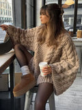 MQTIME  -  Vintage Oversize Women Knitted Pullover O-neck Lantern Sleeves Twist Female Jumper 2024 Autumn Winter Casual Solid Lady Sweaters