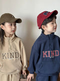  MQTIME  -  Winter New Children Plus Velvet Thick Clothes Set Boys Girls Fleece Letter Sweatshirt + Pants 2pcs Suit Kids Sports Outfits