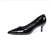MQTIME  -  Women Sexy Null 5cm Kitten Heels Pumps For Narrow Feet Pointy Toe Patent Leather Slip-Ons For Dressing EU35-41 25cm Wine Black