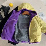 MQTIME  -  Kids Boy Outdoor Jacket Hooded Contrast Thicken Warm Toddler Boy Hooded Coat Winter Letter Print Infant Baby Boy Parkas Outwear