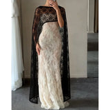 MQTIME  -  Women's High Low Floral Lace Sheer See Thru Cover-ups Summer Holiday O Neck Cape Blouse Female Jacekt Long Party Tops