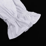 MQTIME  -  Design Ruffled Loose Dress Women's V-neck Tie Bell Sleeve White Commuter Long Dress