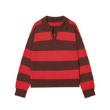  MQTIME  -  Autumn High Street Chic Women Fashion Striped Knitted Sweater Women Long Sleeve Vintage Style Casual Pullover Tops