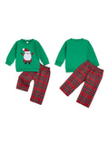 MQTIME  -  Boys Christmas 2Pcs Outfits Long Sleeve O Neck Reindeer Embroidery Tops Plaid Pants Sets with Matching Santa Hat