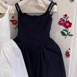 MQTIME  -  Fashion Baby Girl Princess Cotton Strap Dress Toddler Child Suspender Vestido Black White Solid Color Summer Baby Clothes 2-12Y