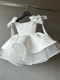 MQTIME  -  2025 New Style White Pettiskirt Big Bow Girl Princess Dress