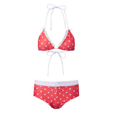 MQTIME  -  Women's 2 Piece Bikinis Set Fashion Y2k Printed Tied Halter Neck Swimsuit with Bow Shorts Boxers Summer Bathing Suit