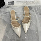 MQTIME  -  Luxury Rhinestone Designer High Heels Slippers Women Satin Pointed Tou Dress Shoes Summer New Fashion Slingback Sandals Women