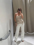 MQTIME  -  Elegant Lace Up Bow Women Pant Sets Sexy Backless Straps Sleeveless Top Loose Wide Leg Pants Suit Female 2025 Summer Lady Outfit