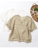 MQTIME  -  100% Ramie Drop-Shoulder Loose Kid's Short-Sleeve T-Shirt  Summer New Casual V-Neck Boys And Girl Shirt Simple Children's Tops