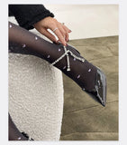 MQTIME  -  Spring/Summer New Sexy and Versatile Hollow Pointed Shallow Mouth Fine Heel Chain Diamond High Heel Sandals for Women