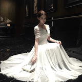 MQTIME  -  Summer Luxury Long Dresses Strapless Hanging Neck Party Dress Sleeveless Slim A-line Women White Mesh Dress