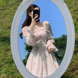 MQTIME  -  Long-sleeved chiffon dress, fairy Super forest, gentle style, tea break, French long skirt, spring and summer New