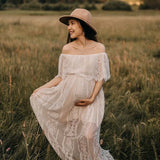 MQTIME  -  Photography Maternity Dress Off Shoulder Lace Baby Shower Pregnant Wedding Dress